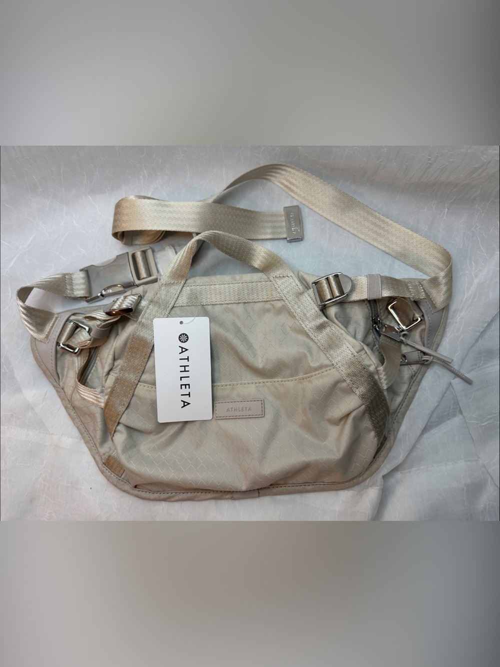 Athleta Excursion Large Belt Bag beige NWT